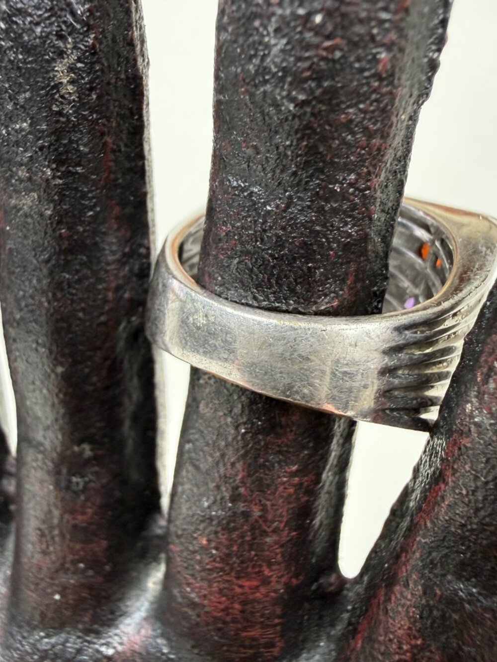 Karis Stainless Steel w/ Multi-Gemstone Silver Tone Ring Size 10.5 - Picture 12 of 12